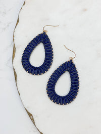 Oval Raffia Beaded Dangle Earrings