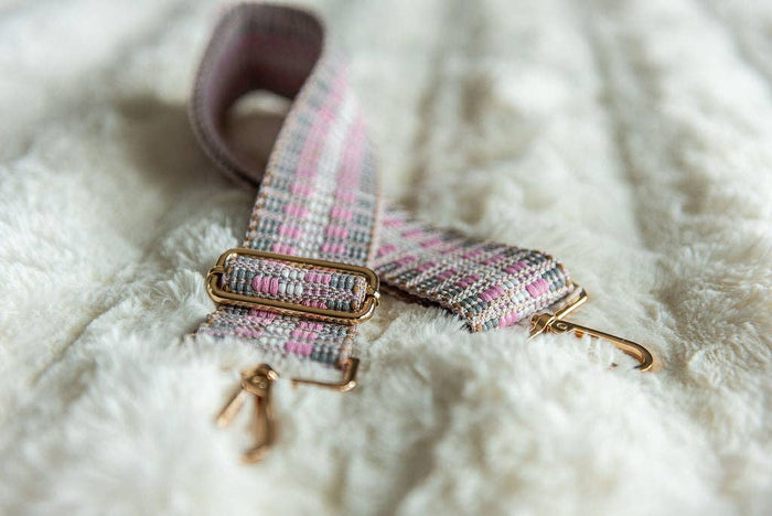 Crossbody Guitar Strap - Pretty In Pink Zig Zag RTS