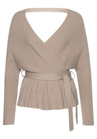 LASCANA Women's Wrap Look V-Neck Sweater