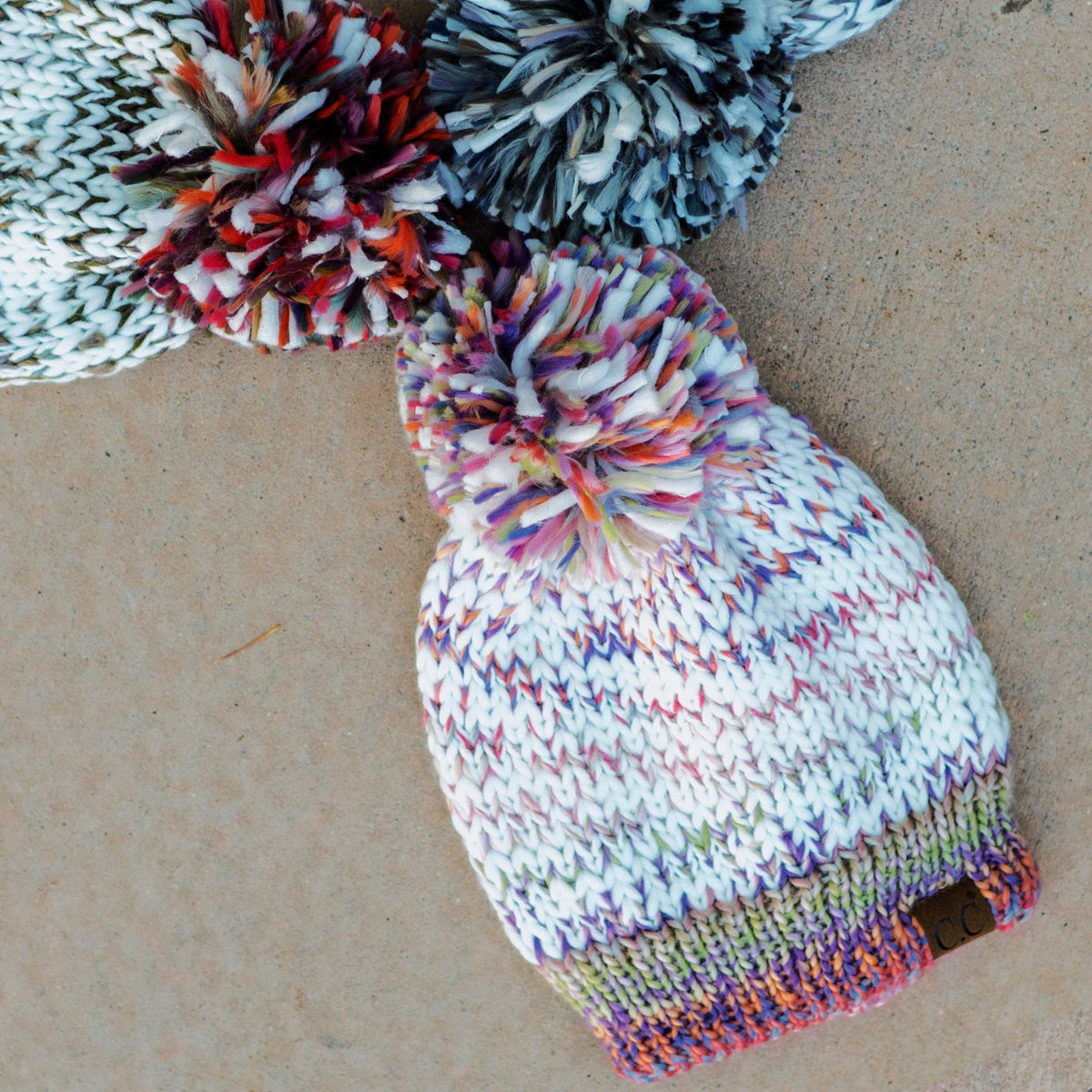 CC Multi-Color Yarn Beanie with Pom