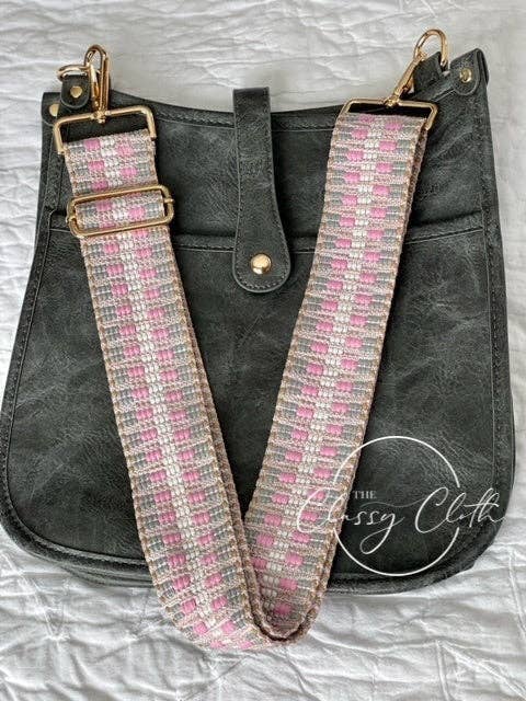 Crossbody Guitar Strap - Pretty In Pink Zig Zag RTS