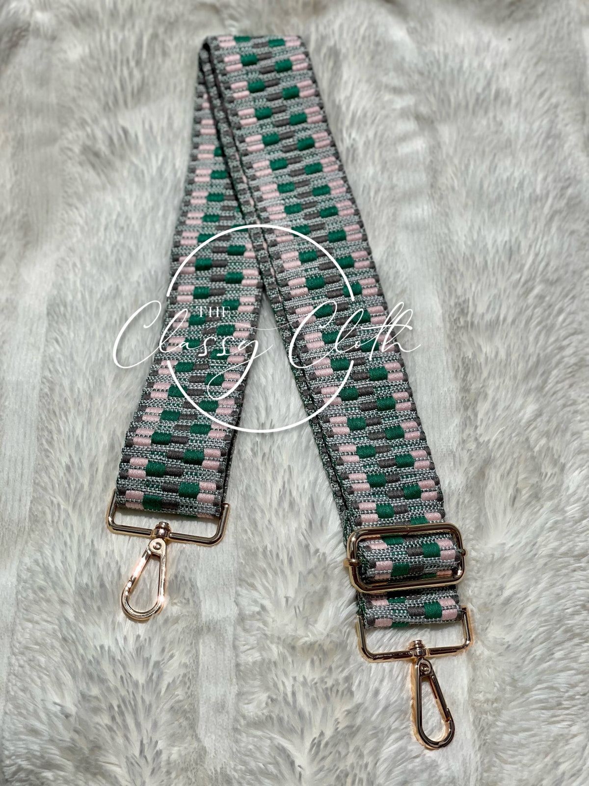 Crossbody Guitar Strap - Green Blush Zig Zag RTS