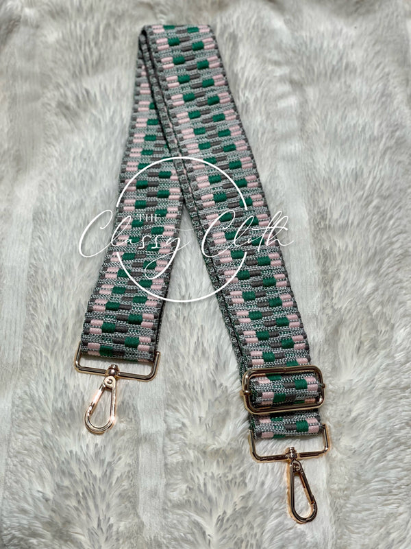 Crossbody Guitar Strap - Green Blush Zig Zag RTS