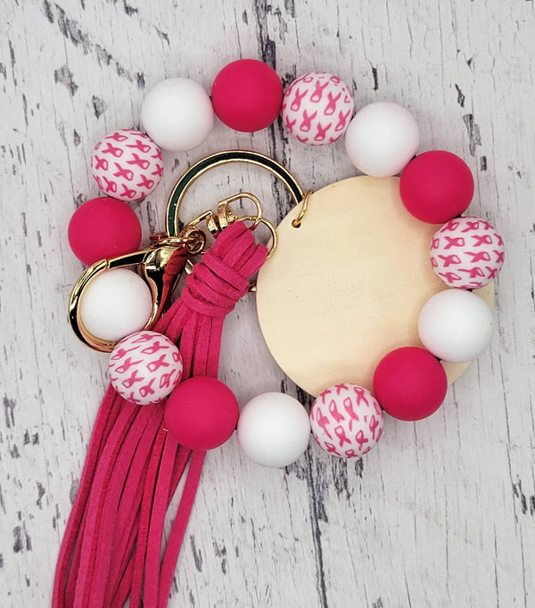 Cancer Silicone Bead Keychain Wristlet