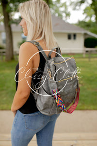 Chloe Convertible Backpack - Grey - Blush Brown Grey Geo RTS