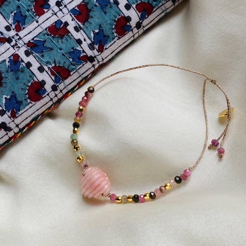 DORIS OPAL BRACELET, pink opal shell&tourmalines (BOC2BIS)