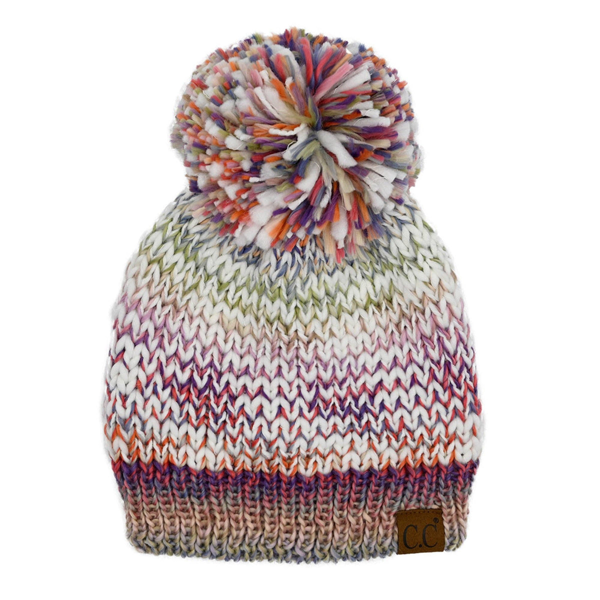 CC Multi-Color Yarn Beanie with Pom