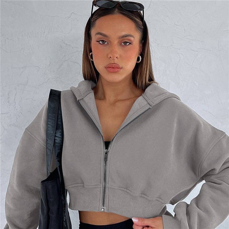 Casual Zip-Up Hoodie with Long Sleeves