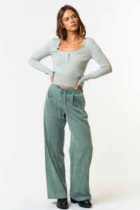 STRIPE DRAWSTRING WIDE LEG PANTS