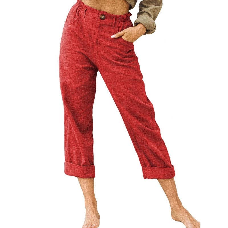 Relaxed Fit High-Waisted Casual Trousers