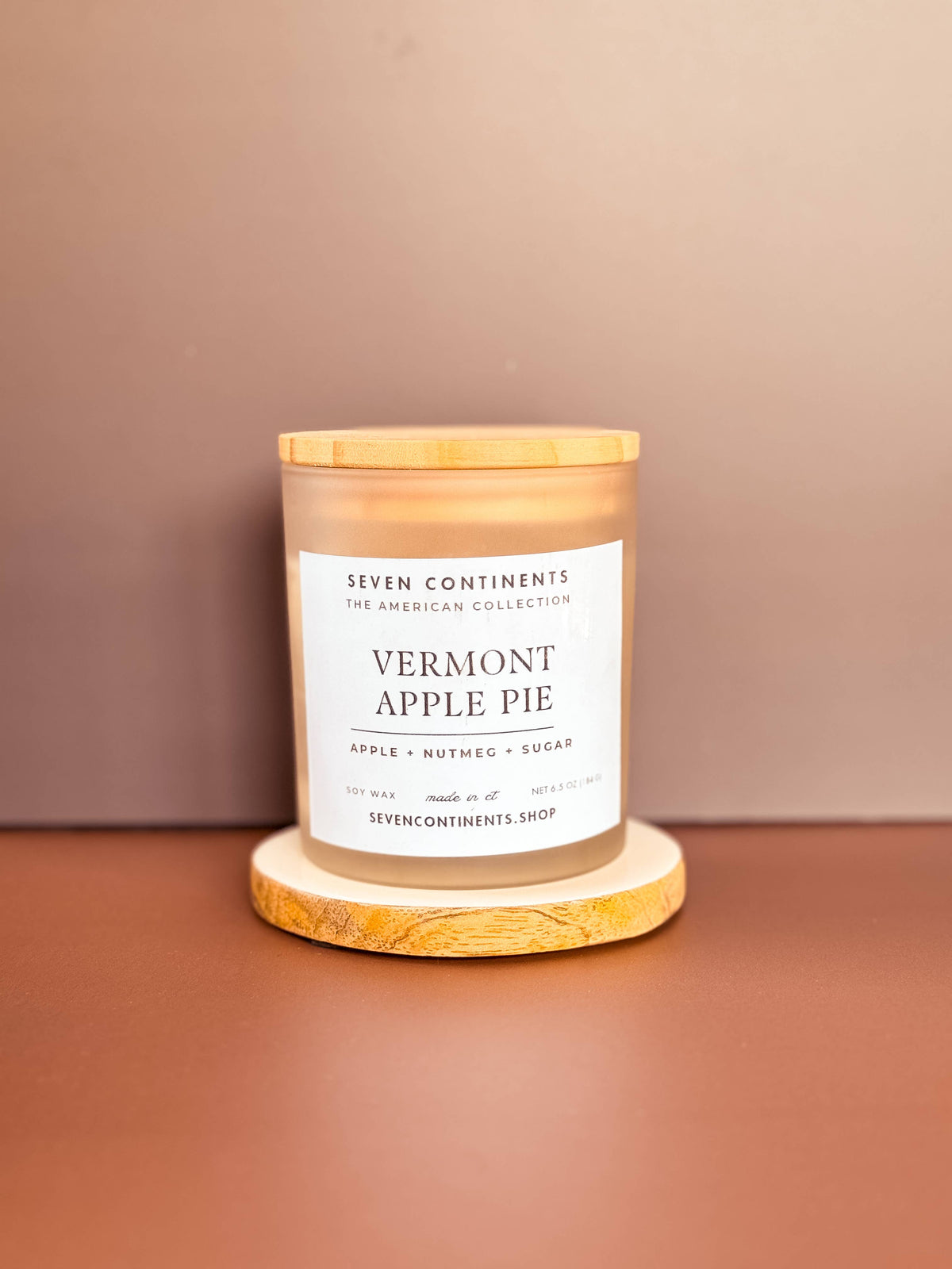 Vermont Apple Pie Fall Soy Candle - White Frosted Glass