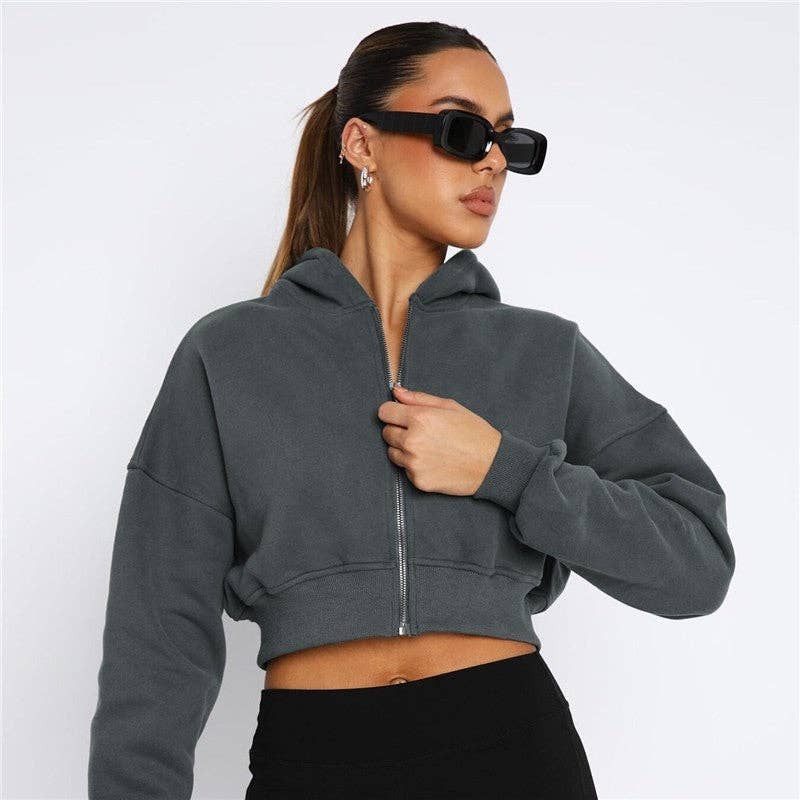 Casual Zip-Up Hoodie with Long Sleeves