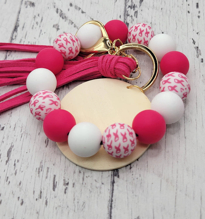 Cancer Silicone Bead Keychain Wristlet