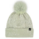 Clear Sequined Cuff Beanie with Pom Pom