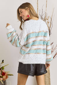 PLUS SIZE FUZZY STRIPE SWEATER