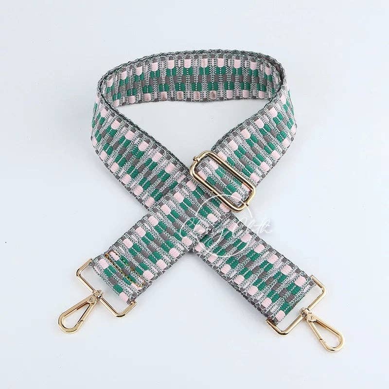 Crossbody Guitar Strap - Green Blush Zig Zag RTS