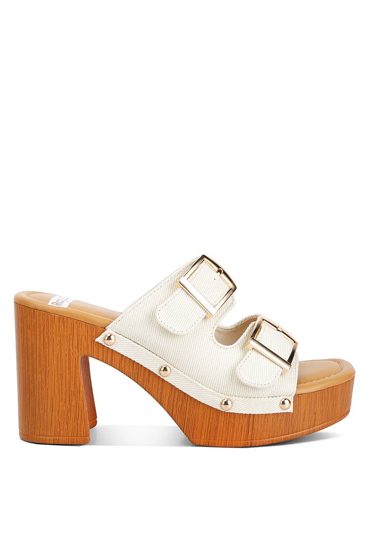 Sarai Buckle Straps High Block Heel Clogs