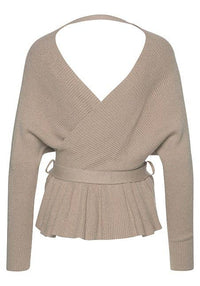 LASCANA Women's Wrap Look V-Neck Sweater