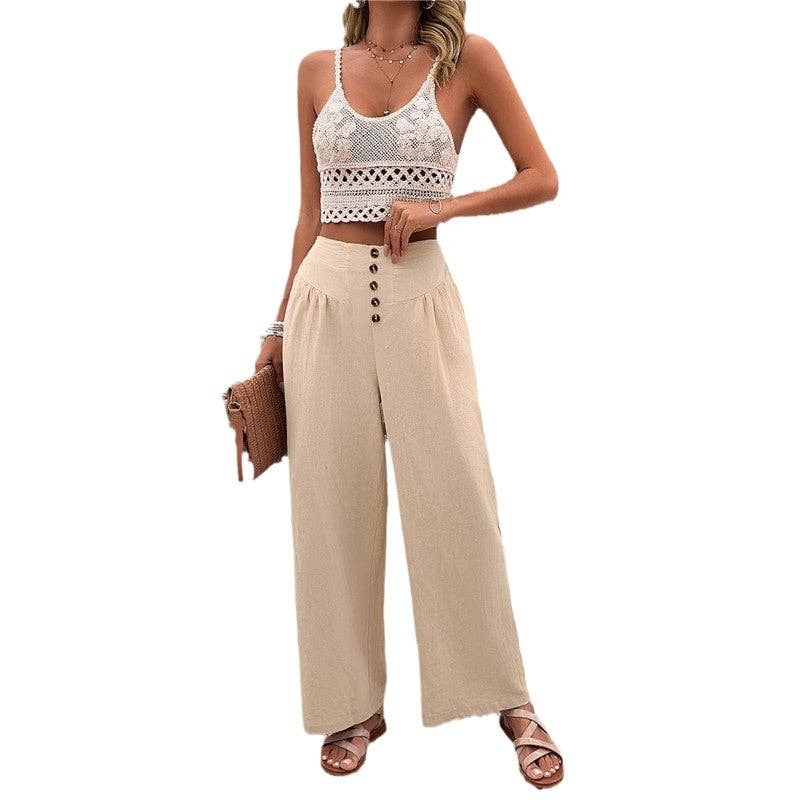 Wide-Leg Solid Color Casual Pants for Comfortable and Relaxed Look