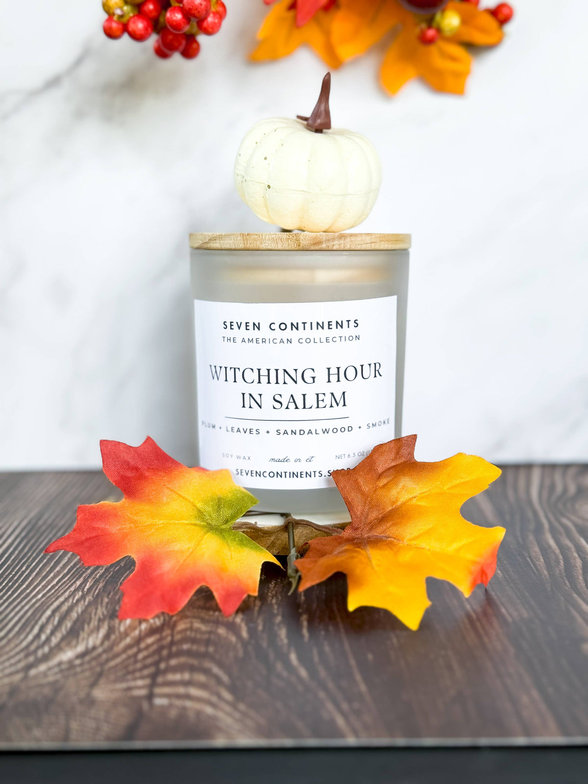 Witching Hour in Salem Fall Soy Candle - White Frosted Glass