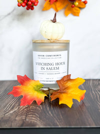 Witching Hour in Salem Fall Soy Candle - White Frosted Glass