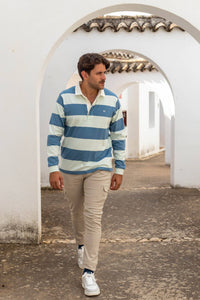 Aqua Striped Rugby Polo | Orense