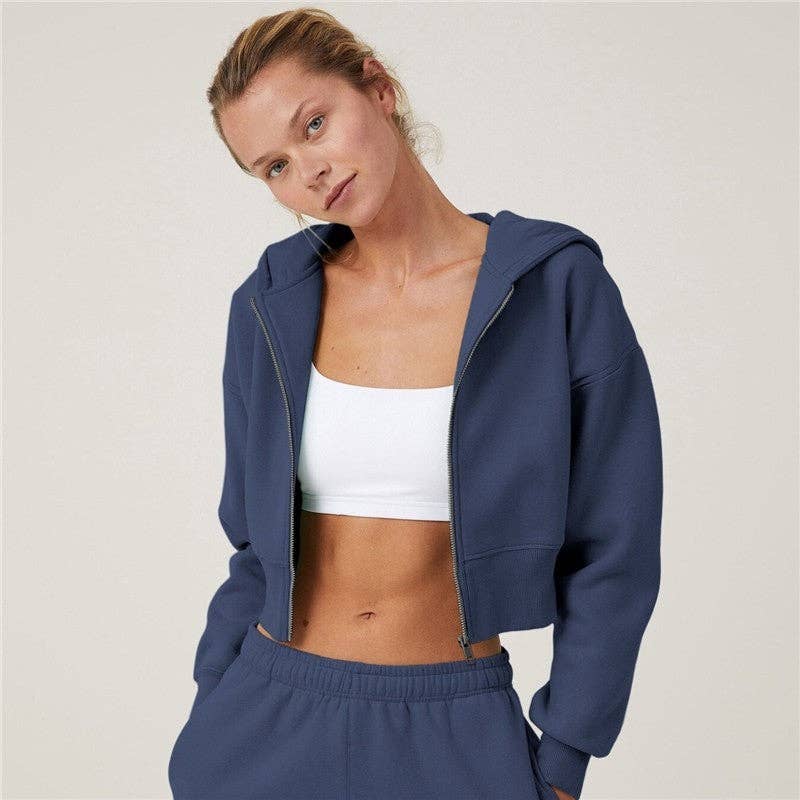 Casual Zip-Up Hoodie with Long Sleeves
