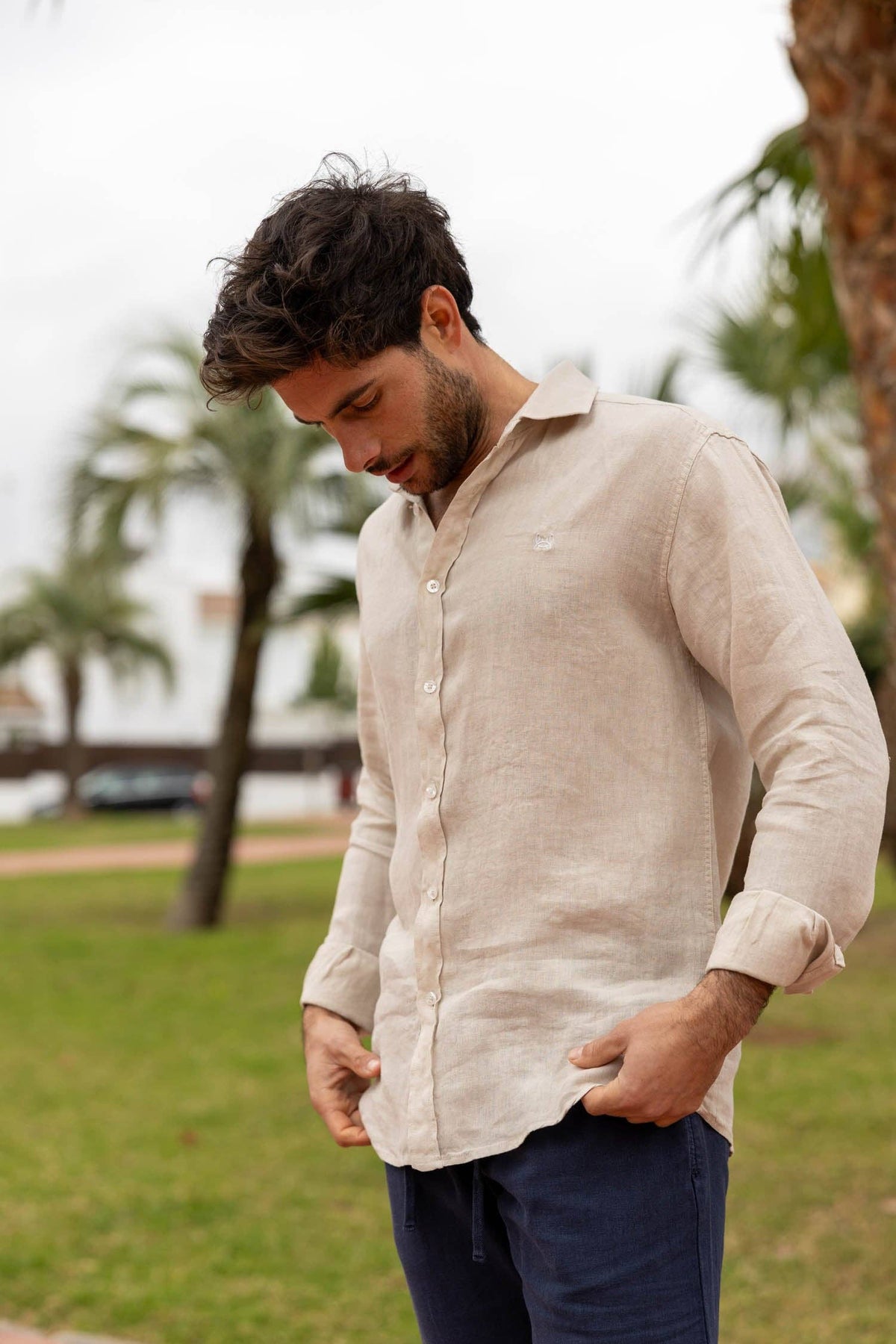 Custi Mikelo Beige Linen Shirt
