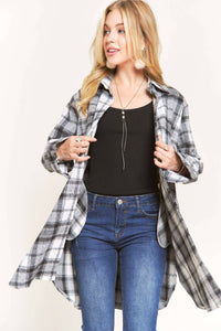 BUTTON DOWN PLAID SHACKET