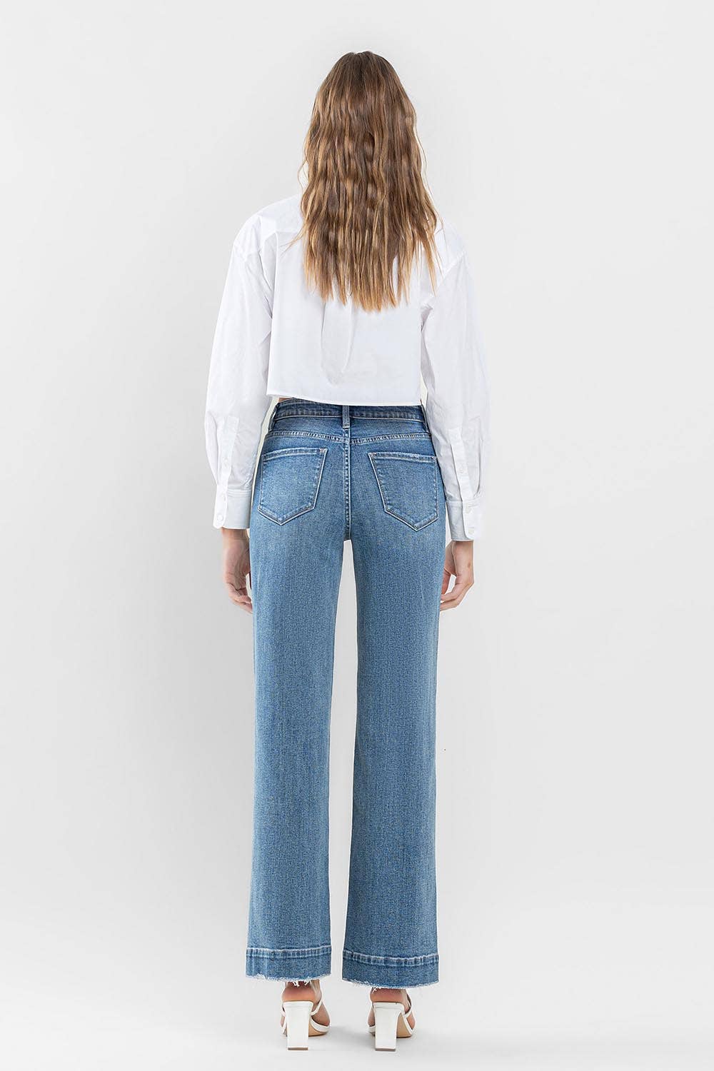 FLYING MONKEY - HIGH RISE TROUSER HEM WIDE LEG JEANS